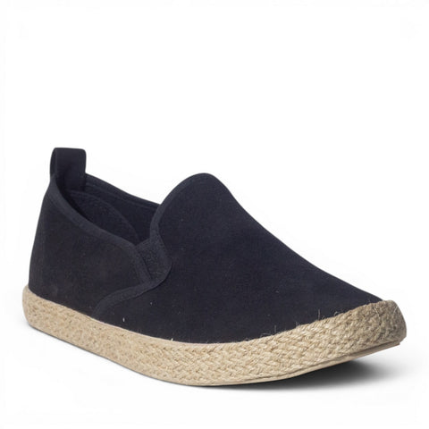 Europeon Union Men Black Chamois Espadrilles #5197