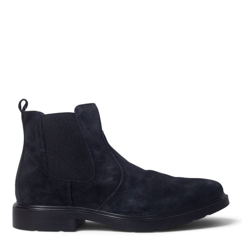 Italian Men Navy Chamois Half Boot #5258