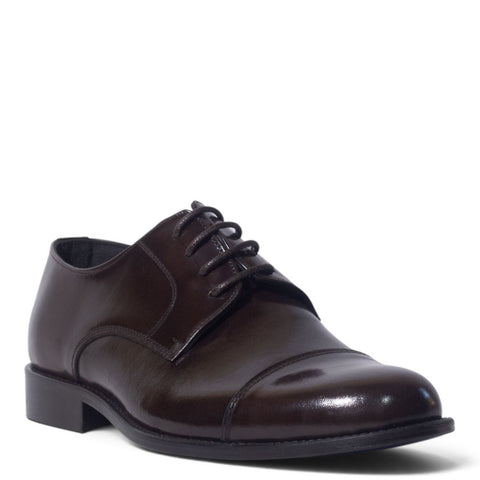 Italian Men Brown Vernis Leather Shoes #5278
